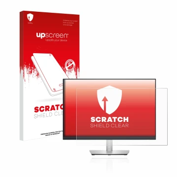 Vorderseite einer Produktverpackung mit dem Markenlogo upscreen. Daneben ist das Gerät Dell Professional P2423 mit dem zugehör