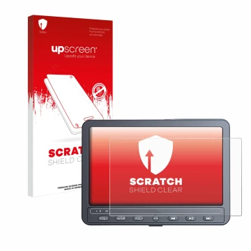 Vorderseite einer Produktverpackung mit dem Markenlogo upscreen. Daneben ist das Gerät Naviskauto 10.5