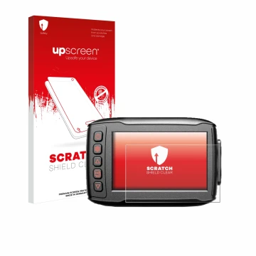 Vorderseite einer Produktverpackung mit dem Markenlogo upscreen. Daneben ist das Gerät Blueskysea DV999 mit dem zugehörigen Di