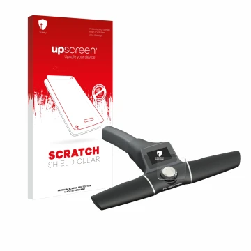 Vorderseite einer Produktverpackung mit dem Markenlogo upscreen. Daneben ist das Gerät Motocaddy S1 DHC Electric Trolley mit d