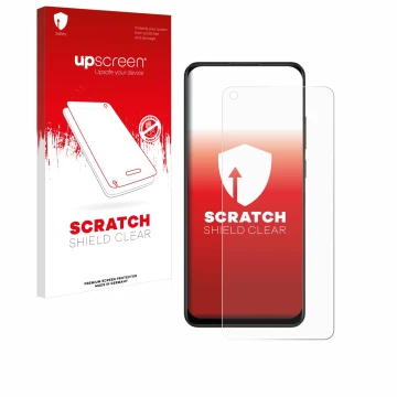 Vorderseite einer Produktverpackung mit dem Markenlogo upscreen. Daneben ist das Gerät Oppo A78 4G mit dem zugehörigen Display