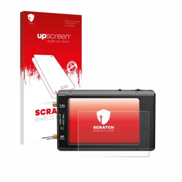 Vorderseite einer Produktverpackung mit dem Markenlogo upscreen. Daneben ist das Gerät tinySA ultra spectrum analyser mit dem 