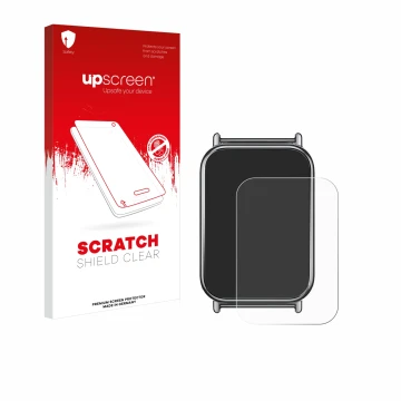 Vorderseite einer Produktverpackung mit dem Markenlogo upscreen. Daneben ist das Gerät Xiaomi Mi Band 8 Pro mit dem zugehörige