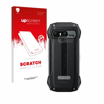 Vorderseite einer Produktverpackung mit dem Markenlogo upscreen. Daneben ist das Gerät Blackview N6000 (NUR Kameraschutz) mit 