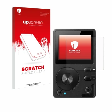 Vorderseite einer Produktverpackung mit dem Markenlogo upscreen. Daneben ist das Gerät Hifi Walker H2 mit dem zugehörigen Disp