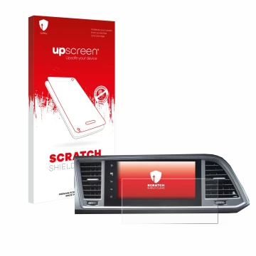 Vorderseite einer Produktverpackung mit dem Markenlogo upscreen. Daneben ist das Gerät Seat Ateca Style 2021 Infotainment Syst