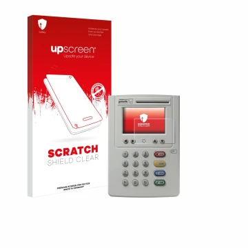 Vorderseite einer Produktverpackung mit dem Markenlogo upscreen. Daneben ist das Gerät ingenico eHealth ORGA Neo 6141 mit dem 