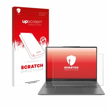 Vorderseite einer Produktverpackung mit dem Markenlogo upscreen. Daneben ist das Gerät Lenovo Yoga Pro 7 Gen 8 14