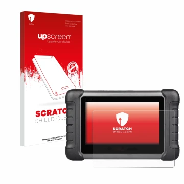 Vorderseite einer Produktverpackung mit dem Markenlogo upscreen. Daneben ist das Gerät Autel MaxiCheck MX808s mit dem zugehöri