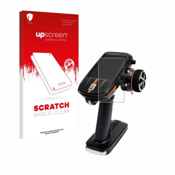 Vorderseite einer Produktverpackung mit dem Markenlogo upscreen. Daneben ist das Gerät RadioLink RC8X mit dem zugehörigen Disp