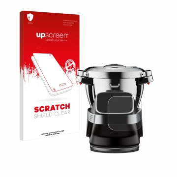 Vorderseite einer Produktverpackung mit dem Markenlogo upscreen. Daneben ist das Gerät WMF Avantgarde mit dem zugehörigen Disp