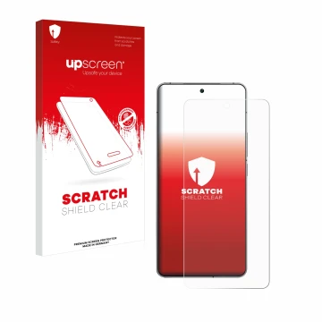 Vorderseite einer Produktverpackung mit dem Markenlogo upscreen. Daneben ist das Gerät Vivo iQOO 12 mit dem zugehörigen Displa