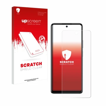 Vorderseite einer Produktverpackung mit dem Markenlogo upscreen. Daneben ist das Gerät Infinix Hot 40 Pro mit dem zugehörigen 