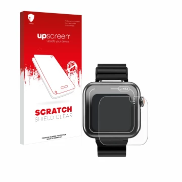 Vorderseite einer Produktverpackung mit dem Markenlogo upscreen. Daneben ist das Gerät Vtech Kidizoom Smartwatch MAX mit dem z