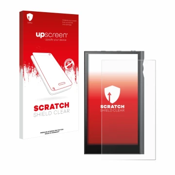 Vorderseite einer Produktverpackung mit dem Markenlogo upscreen. Daneben ist das Gerät Astell&Kern Kann Ultra mit dem zugehöri