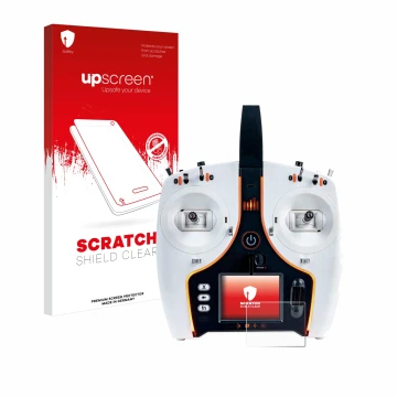 Vorderseite einer Produktverpackung mit dem Markenlogo upscreen. Daneben ist das Gerät Spektrum NX7e mit dem zugehörigen Displ