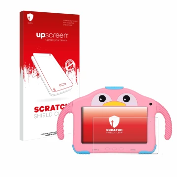 Vorderseite einer Produktverpackung mit dem Markenlogo upscreen. Daneben ist das Gerät okulaku KIDS03-Pro03 7