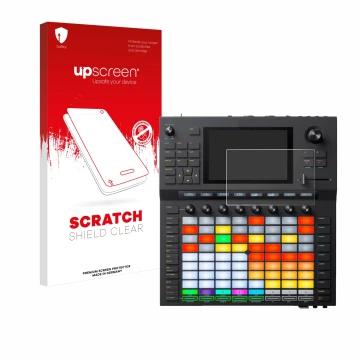 Vorderseite einer Produktverpackung mit dem Markenlogo upscreen. Daneben ist das Gerät Akai Force mit dem zugehörigen Displays