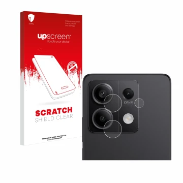 Vorderseite einer Produktverpackung mit dem Markenlogo upscreen. Daneben ist das Gerät Xiaomi Redmi Note 13 Pro 5G (NUR Kamera