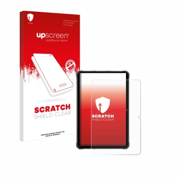 Vorderseite einer Produktverpackung mit dem Markenlogo upscreen. Daneben ist das Gerät Hotwav R7 mit dem zugehörigen Displaysc