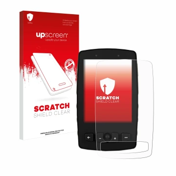 Vorderseite einer Produktverpackung mit dem Markenlogo upscreen. Daneben ist das Gerät TwoNav Aventura 2 Plus mit dem zugehöri