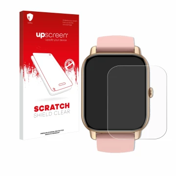 Vorderseite einer Produktverpackung mit dem Markenlogo upscreen. Daneben ist das Gerät Sross Smartwatch 1.83