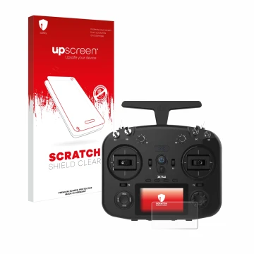 Vorderseite einer Produktverpackung mit dem Markenlogo upscreen. Daneben ist das Gerät FrSky TWIN X14 mit dem zugehörigen Disp