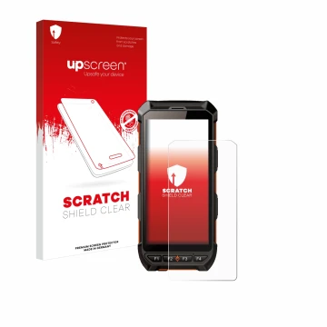 Vorderseite einer Produktverpackung mit dem Markenlogo upscreen. Daneben ist das Gerät iDTronic C9 RED mit dem zugehörigen Dis