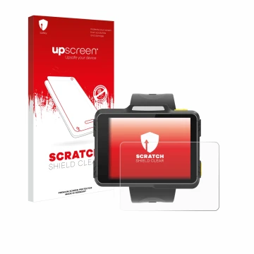 Vorderseite einer Produktverpackung mit dem Markenlogo upscreen. Daneben ist das Gerät Newland WD1 mit dem zugehörigen Display