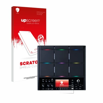 Vorderseite einer Produktverpackung mit dem Markenlogo upscreen. Daneben ist das Gerät Roland SPD-SX PRO mit dem zugehörigen D