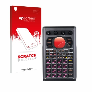 Vorderseite einer Produktverpackung mit dem Markenlogo upscreen. Daneben ist das Gerät Roland SP-404MKII mit dem zugehörigen D