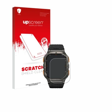 Vorderseite einer Produktverpackung mit dem Markenlogo upscreen. Daneben ist das Gerät Kospet Tank M3 Ultra mit dem zugehörige