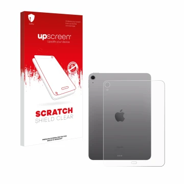 Vorderseite einer Produktverpackung mit dem Markenlogo upscreen. Daneben ist das Gerät Apple iPad Air 11