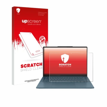 Vorderseite einer Produktverpackung mit dem Markenlogo upscreen. Daneben ist das Gerät Lenovo Yoga Pro 7 Gen 9 14