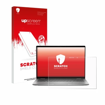 Vorderseite einer Produktverpackung mit dem Markenlogo upscreen. Daneben ist das Gerät Dell Latitude 7350 2-in-1 mit dem zugeh
