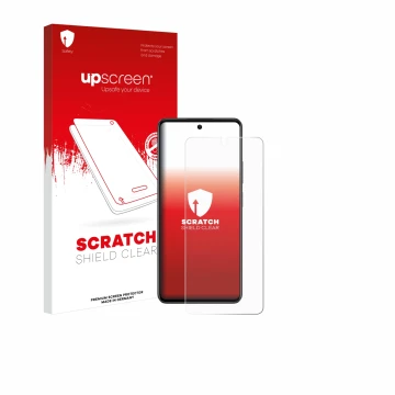 Vorderseite einer Produktverpackung mit dem Markenlogo upscreen. Daneben ist das Gerät Oppo A79 5G mit dem zugehörigen Display