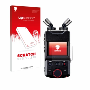 Vorderseite einer Produktverpackung mit dem Markenlogo upscreen. Daneben ist das Gerät Tascam Portacapture X6 mit dem zugehöri