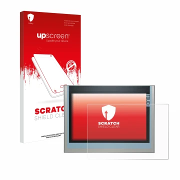 Vorderseite einer Produktverpackung mit dem Markenlogo upscreen. Daneben ist das Gerät Siemens Simatic HMI TP900 Comfort 6AV21