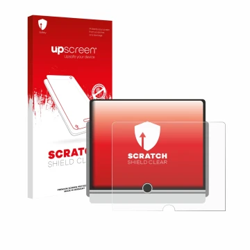 Vorderseite einer Produktverpackung mit dem Markenlogo upscreen. Daneben ist das Gerät Lexus LBX 2024 mit dem zugehörigen Disp