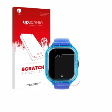 Vorderseite einer Produktverpackung mit dem Markenlogo upscreen. Daneben ist das Gerät SaveFamily Enjoy mit dem zugehörigen Di