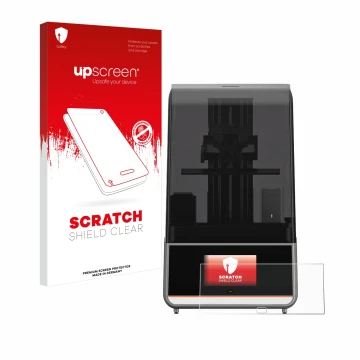 Vorderseite einer Produktverpackung mit dem Markenlogo upscreen. Daneben ist das Gerät Anycubic Photon Mono M7 Pro mit dem zug