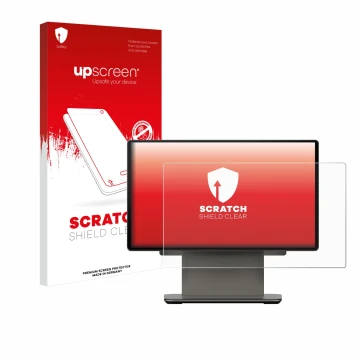 Vorderseite einer Produktverpackung mit dem Markenlogo upscreen. Daneben ist das Gerät Sunmi D3 PRO mit dem zugehörigen Displa