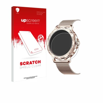 Vorderseite einer Produktverpackung mit dem Markenlogo upscreen. Daneben ist das Gerät Darmowade Smartwatch 1.2