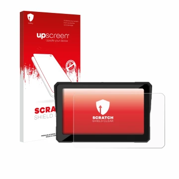 Vorderseite einer Produktverpackung mit dem Markenlogo upscreen. Daneben ist das Gerät Carpuride W702B 7