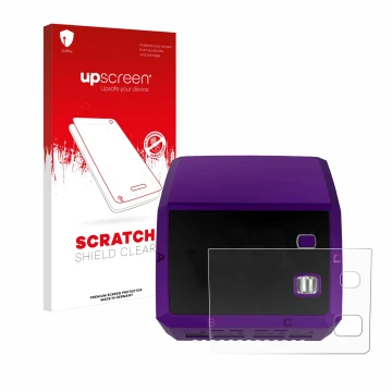 Vorderseite einer Produktverpackung mit dem Markenlogo upscreen. Daneben ist das Gerät SkyRc Q200 neo mit dem zugehörigen Disp