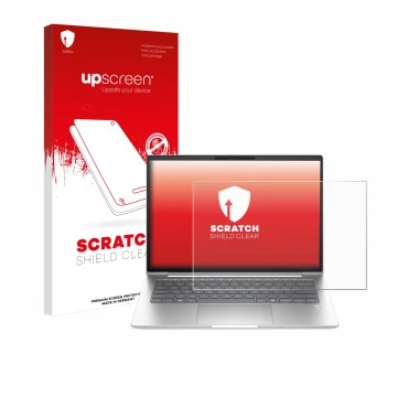Vorderseite einer Produktverpackung mit dem Markenlogo upscreen. Daneben ist das Gerät HP ProBook 440 G11 mit dem zugehörigen 