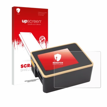 Vorderseite einer Produktverpackung mit dem Markenlogo upscreen. Daneben ist das Gerät Junsi iCharger X6 mit dem zugehörigen D