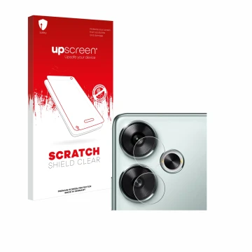 Vorderseite einer Produktverpackung mit dem Markenlogo upscreen. Daneben ist das Gerät Xiaomi Poco F6 (nur Kameraschutz) mit d