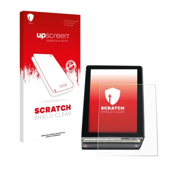 Vorderseite einer Produktverpackung mit dem Markenlogo upscreen. Daneben ist das Gerät Renault Capture 2024 10,4
