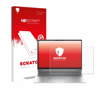 Vorderseite einer Produktverpackung mit dem Markenlogo upscreen. Daneben ist das Gerät HP ProBook 460 G11 mit dem zugehörigen 